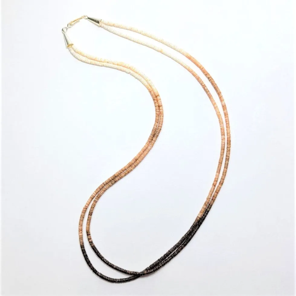 Kewa Pueblo Double Strand Hand-rolled Shell Necklace - 18.5