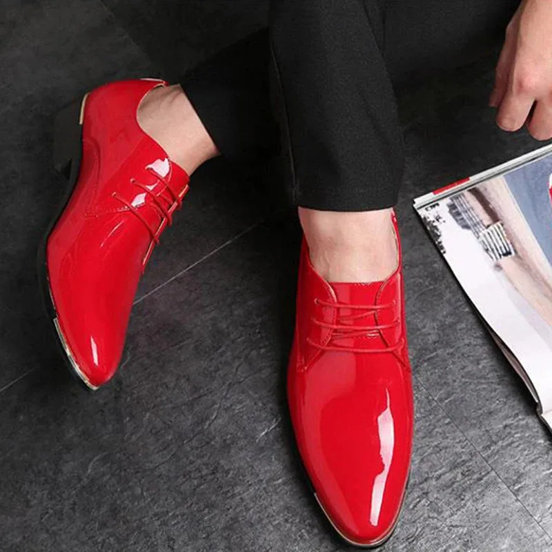 Men's PU Pointed Toe Lace-Up Closure Solid Formal Wedding Shoes