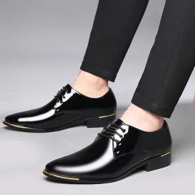 Men's PU Pointed Toe Lace-Up Closure Solid Formal Wedding Shoes