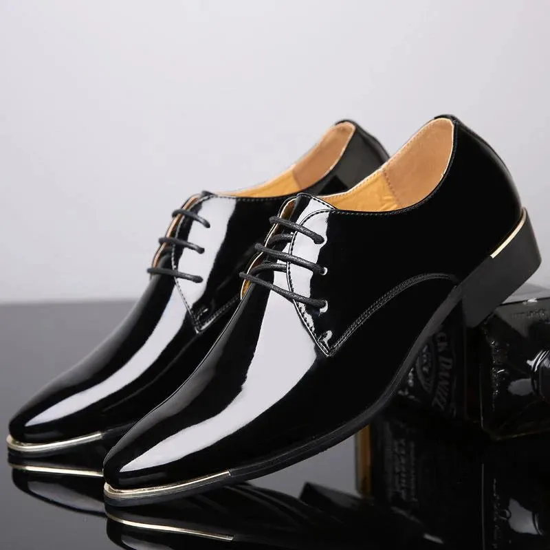 Men's PU Pointed Toe Lace-Up Closure Solid Formal Wedding Shoes