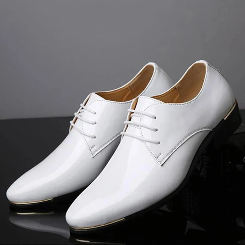 Men's PU Pointed Toe Lace-Up Closure Solid Formal Wedding Shoes