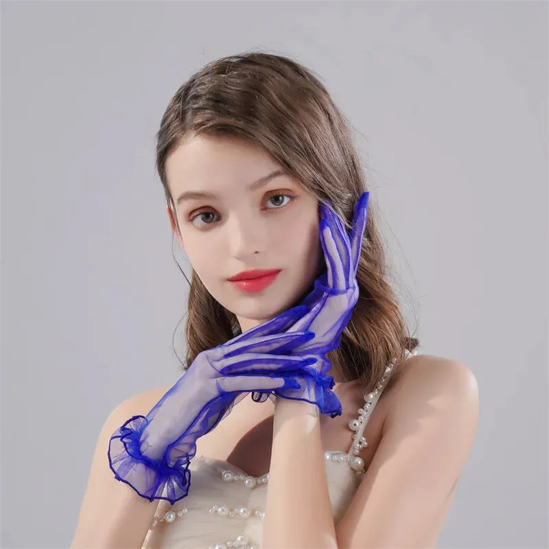 New Original Vintage Gloves Hepburn Black Satin Thin Bowknot Stage Banquet Bride Accessories