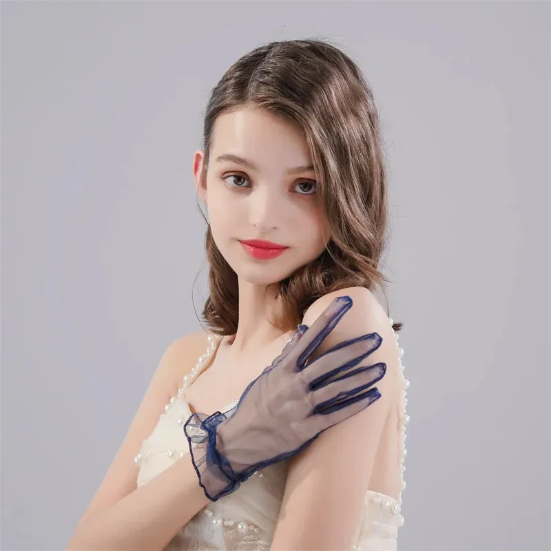 New Original Vintage Gloves Hepburn Black Satin Thin Bowknot Stage Banquet Bride Accessories