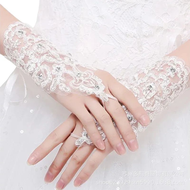 New Original Vintage Gloves Hepburn Black Satin Thin Bowknot Stage Banquet Bride Accessories