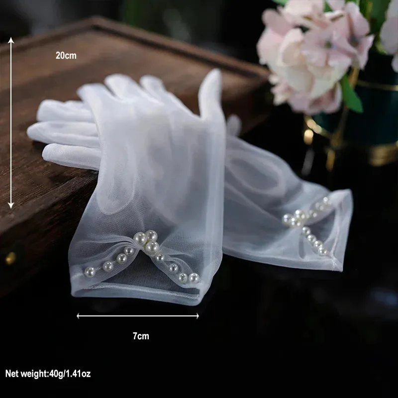 New Original Vintage Gloves Hepburn Black Satin Thin Bowknot Stage Banquet Bride Accessories
