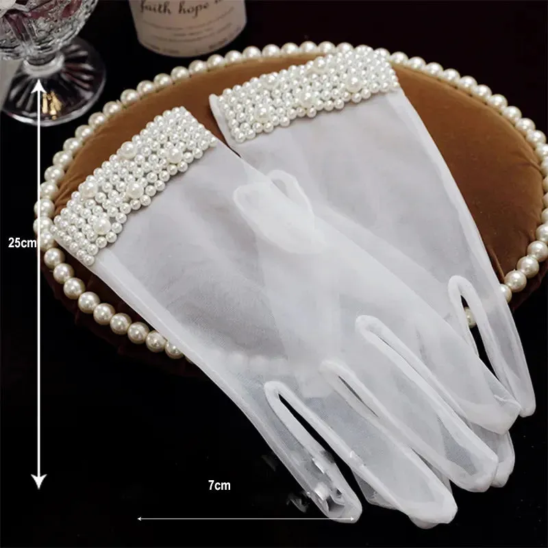 New Original Vintage Gloves Hepburn Black Satin Thin Bowknot Stage Banquet Bride Accessories