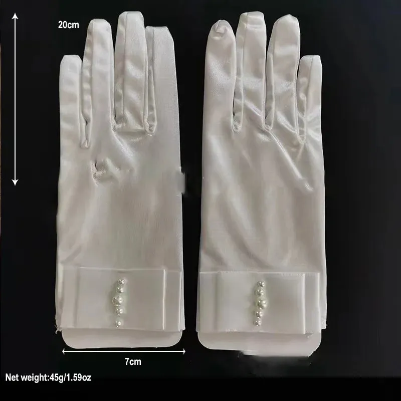 New Original Vintage Gloves Hepburn Black Satin Thin Bowknot Stage Banquet Bride Accessories