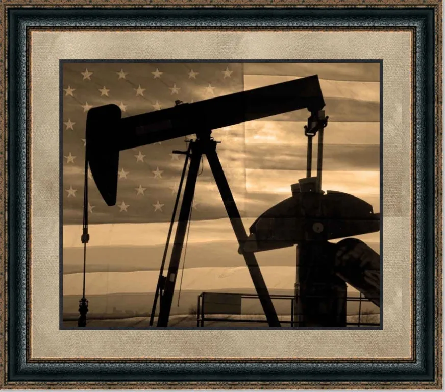 Patriotic Pump Jack | Oil and Gas Canvas or Framed Print | Various Sizes