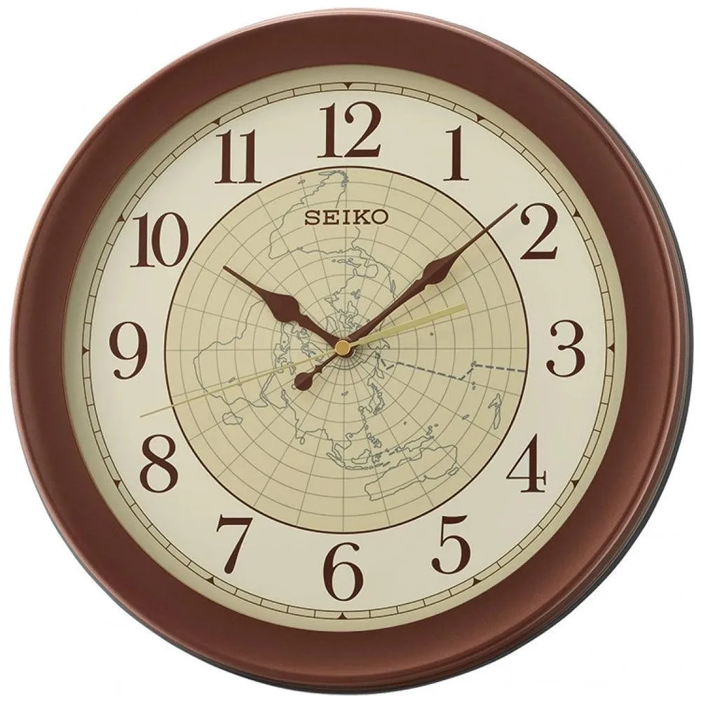 Seiko World Map Design Cream Dial Wall clock QXA709B