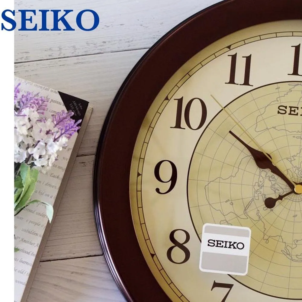 Seiko World Map Design Cream Dial Wall clock QXA709B