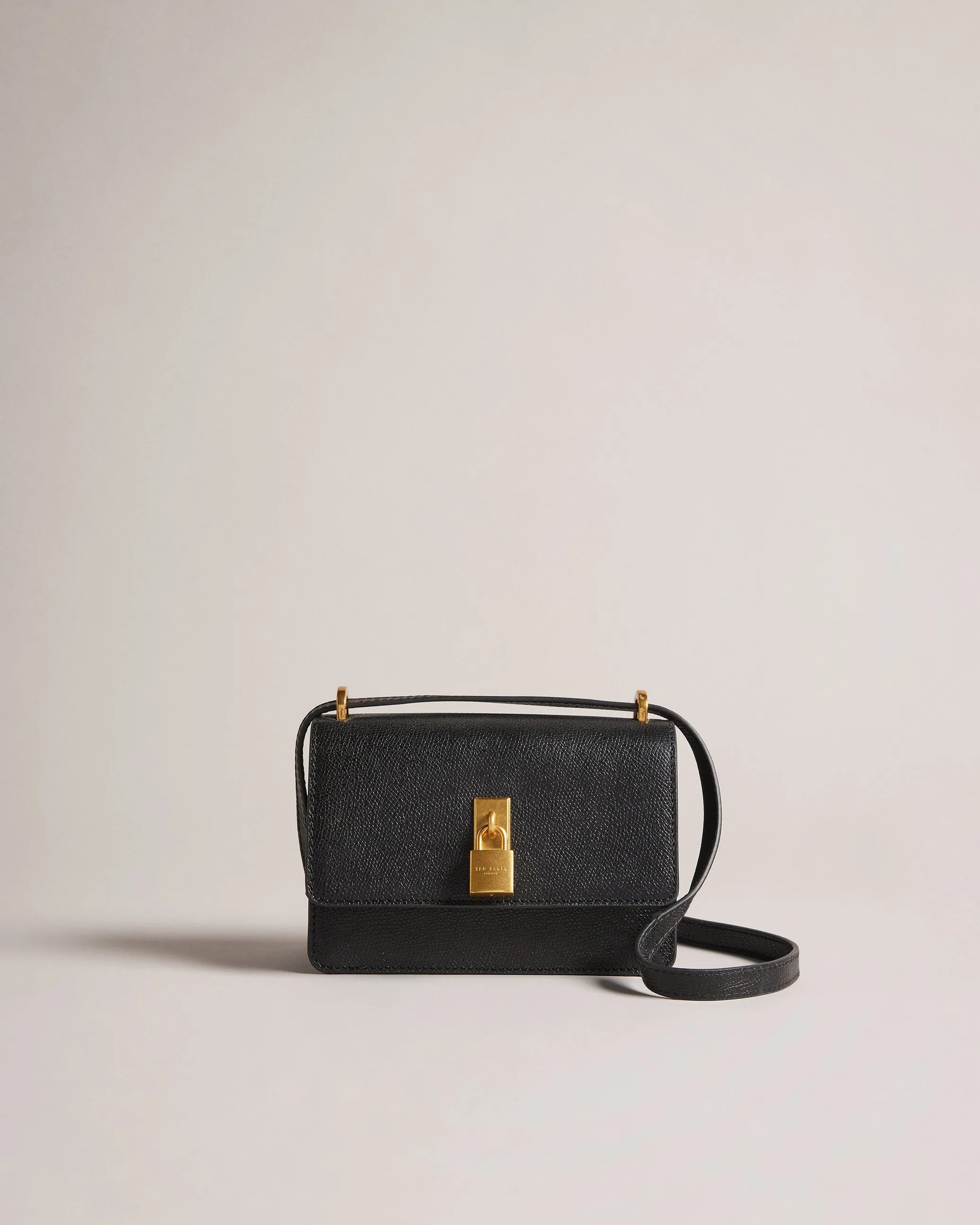 Ssloane Leather Padlock Mini Shoulder Bag Taupe