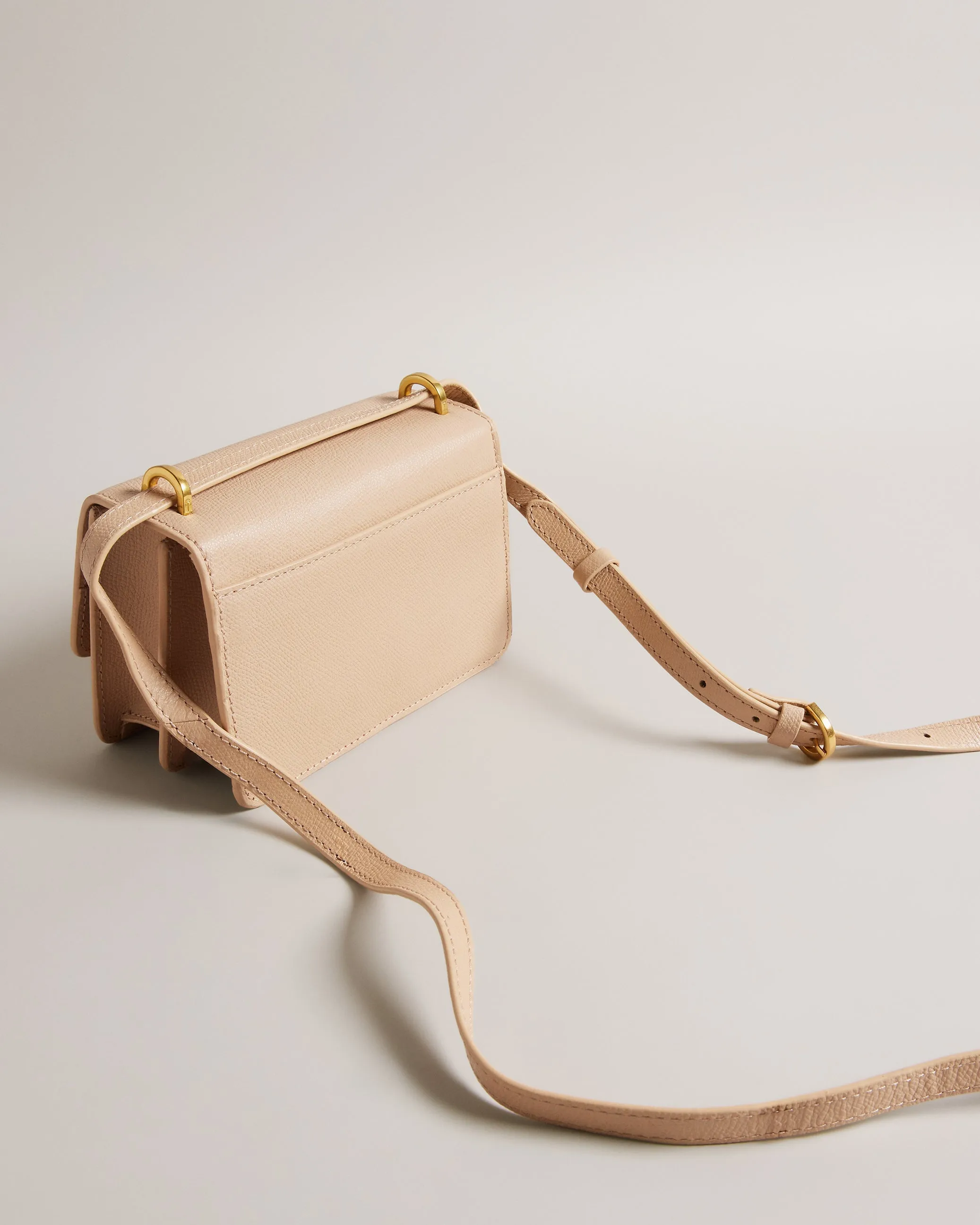Ssloane Leather Padlock Mini Shoulder Bag Taupe