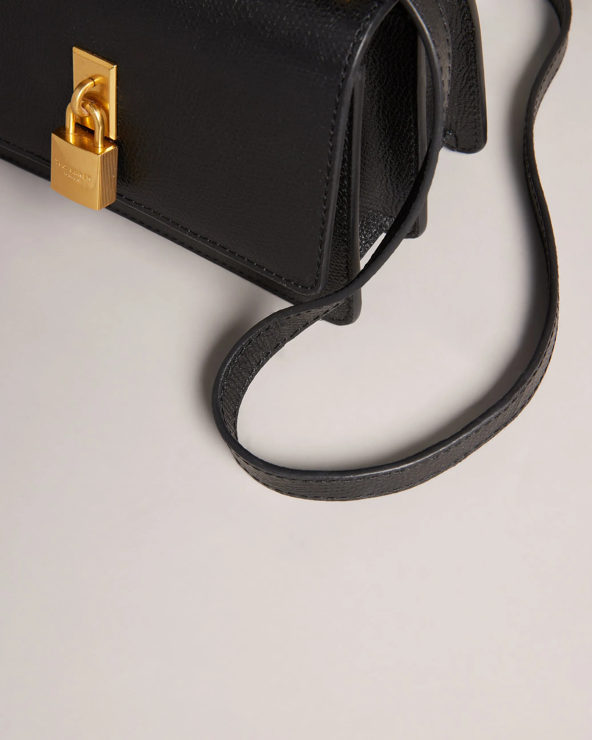 Ssloane Leather Padlock Mini Shoulder Bag Taupe