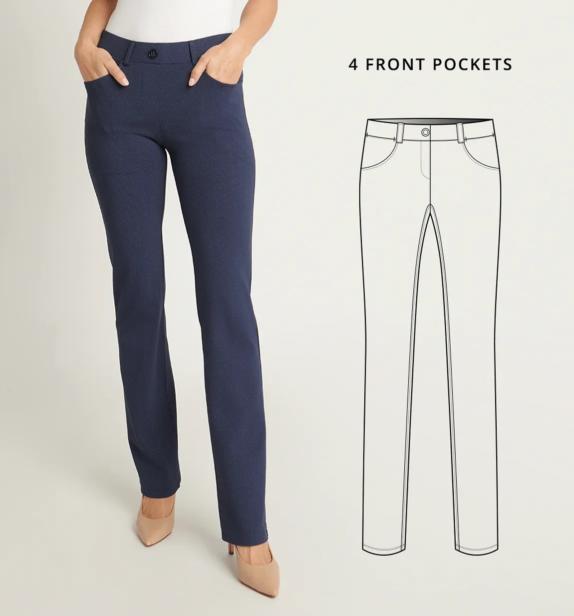 Straight-Leg | 7-Pocket Dress Pant Yoga Pants (Spectrum Dashed Herringbone)