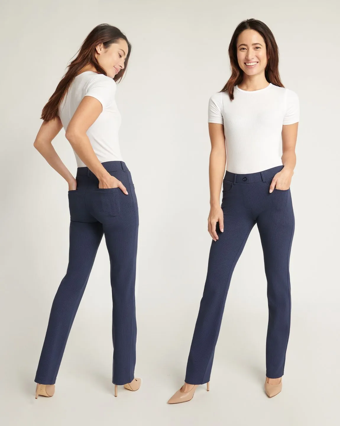 Straight-Leg | 7-Pocket Dress Pant Yoga Pants (Spectrum Dashed Herringbone)