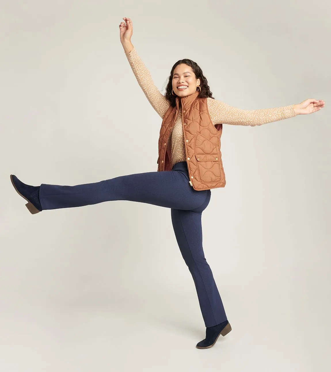 Straight-Leg | 7-Pocket Dress Pant Yoga Pants (Spectrum Dashed Herringbone)