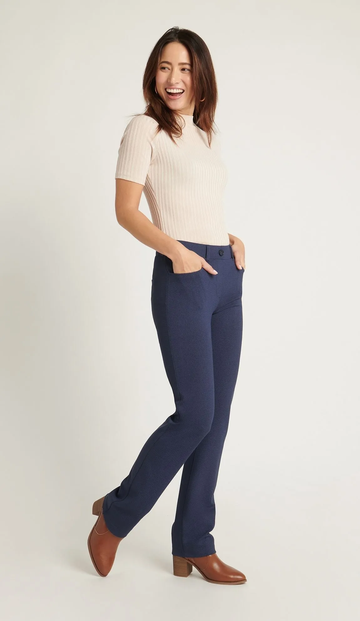 Straight-Leg | 7-Pocket Dress Pant Yoga Pants (Spectrum Dashed Herringbone)