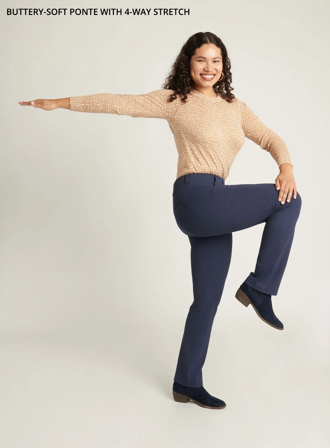 Straight-Leg | 7-Pocket Dress Pant Yoga Pants (Spectrum Dashed Herringbone)