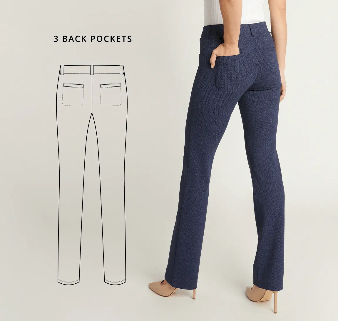 Straight-Leg | 7-Pocket Dress Pant Yoga Pants (Spectrum Dashed Herringbone)