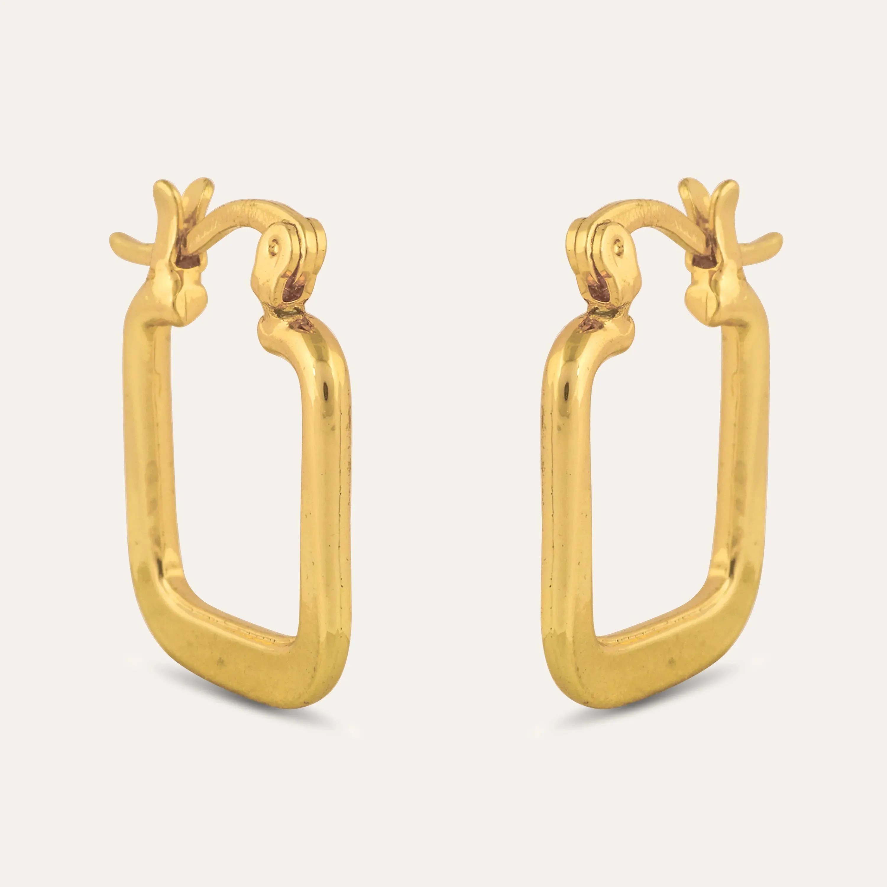 TFC Squared Honey Gold Plated Hoop Earrings