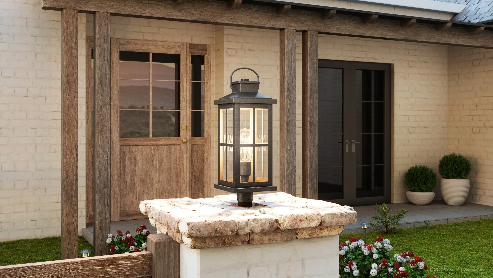 UHP1297 Transitional Outdoor Post Light 20.25''H x 7''W, Aged Pewter Finish, Anaheim Collection