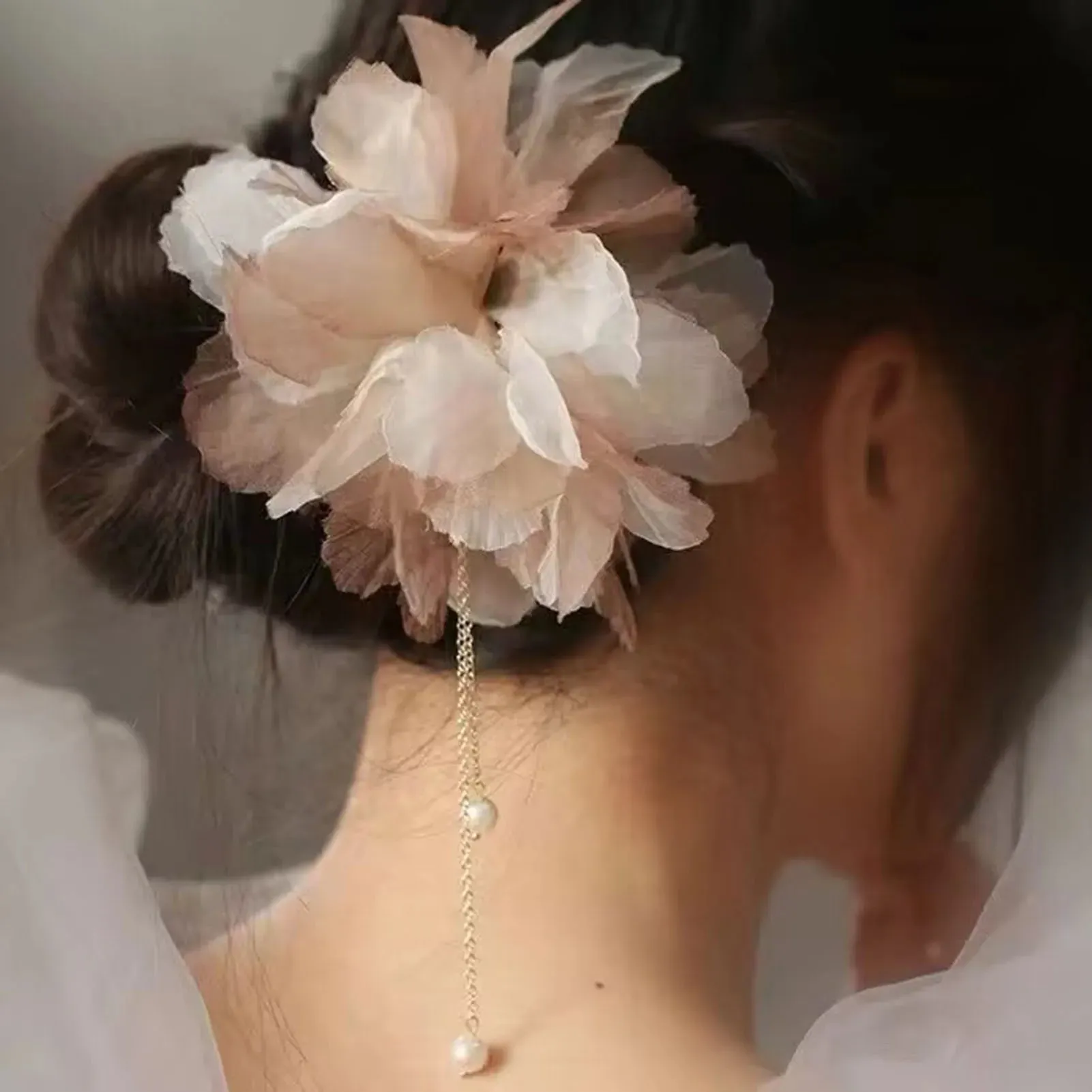 Wedding U Shape Hair Clips Bridal Headpiece Mesh Flower Hairpins Pearl Women Wedding Hair Accessories Bridal Headdress Jewelry