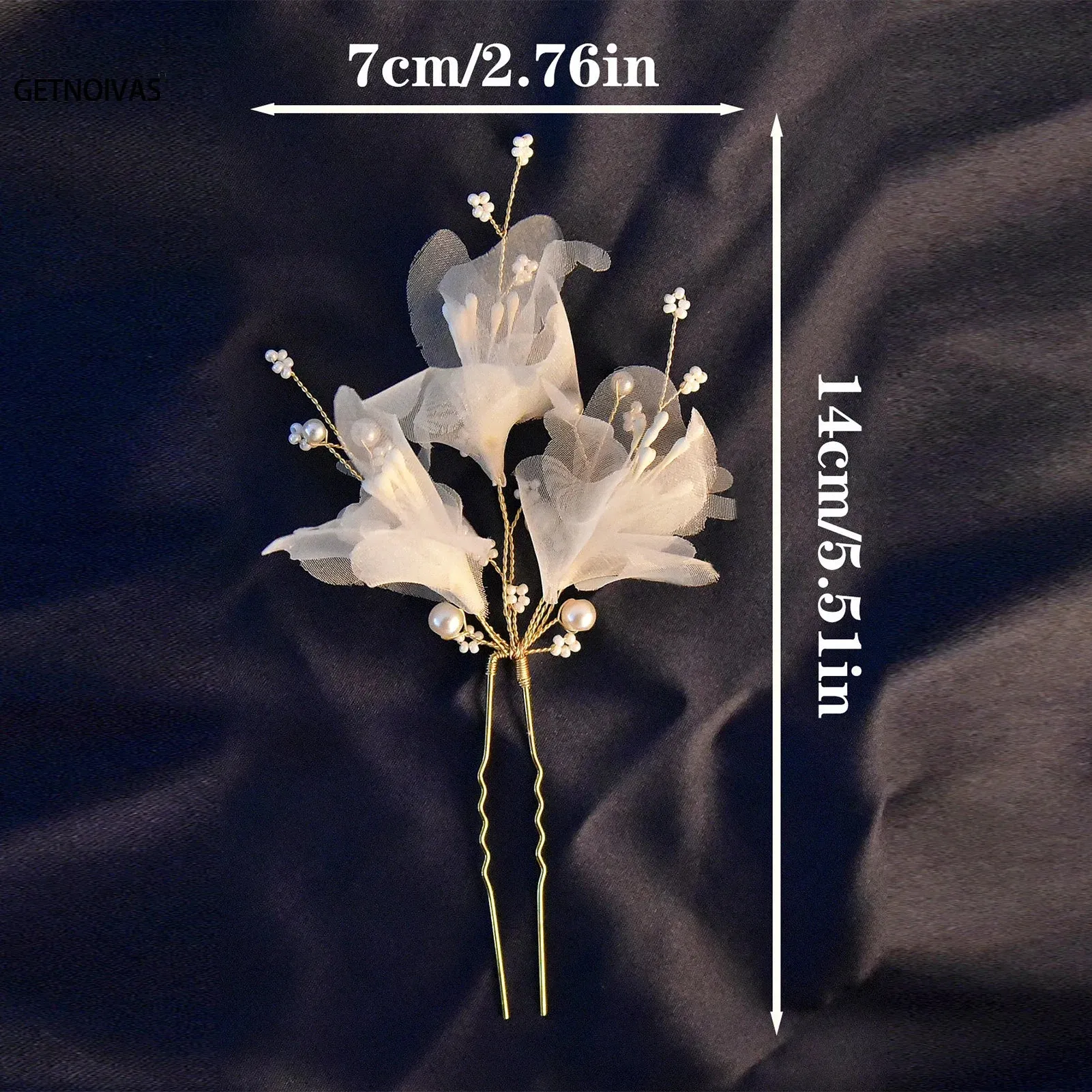 Wedding U Shape Hair Clips Bridal Headpiece Mesh Flower Hairpins Pearl Women Wedding Hair Accessories Bridal Headdress Jewelry