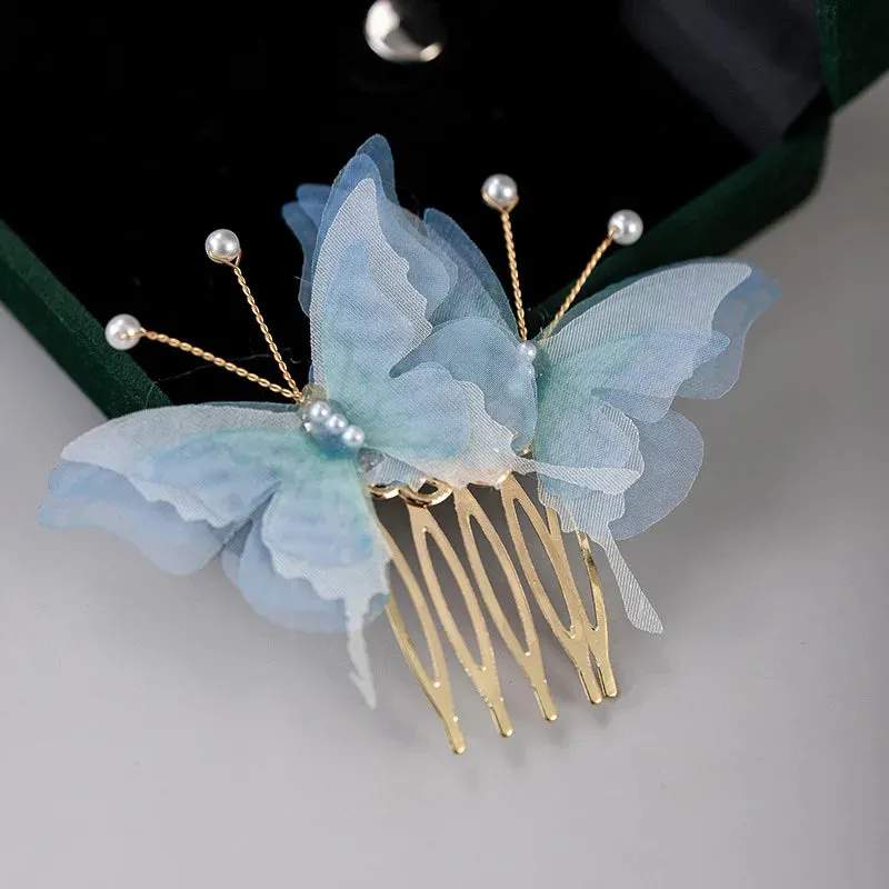 Wedding U Shape Hair Clips Bridal Headpiece Mesh Flower Hairpins Pearl Women Wedding Hair Accessories Bridal Headdress Jewelry