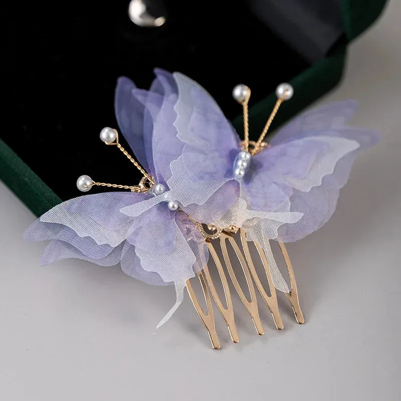 Wedding U Shape Hair Clips Bridal Headpiece Mesh Flower Hairpins Pearl Women Wedding Hair Accessories Bridal Headdress Jewelry