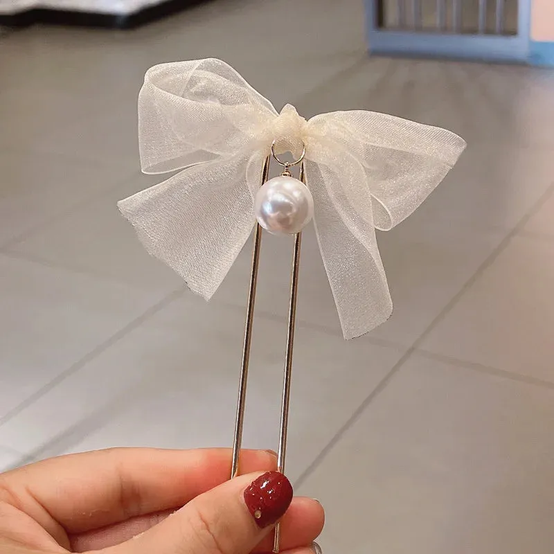 Wedding U Shape Hair Clips Bridal Headpiece Mesh Flower Hairpins Pearl Women Wedding Hair Accessories Bridal Headdress Jewelry