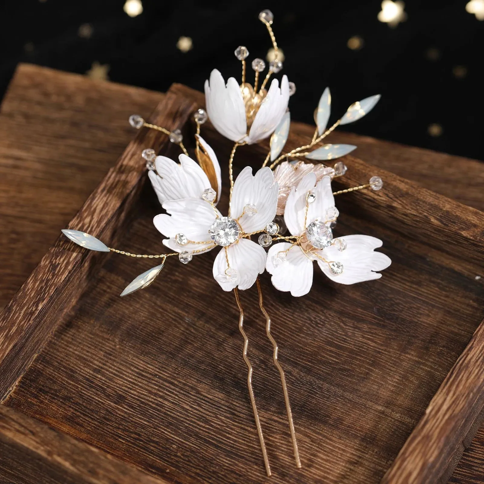 Wedding U Shape Hair Clips Bridal Headpiece Mesh Flower Hairpins Pearl Women Wedding Hair Accessories Bridal Headdress Jewelry