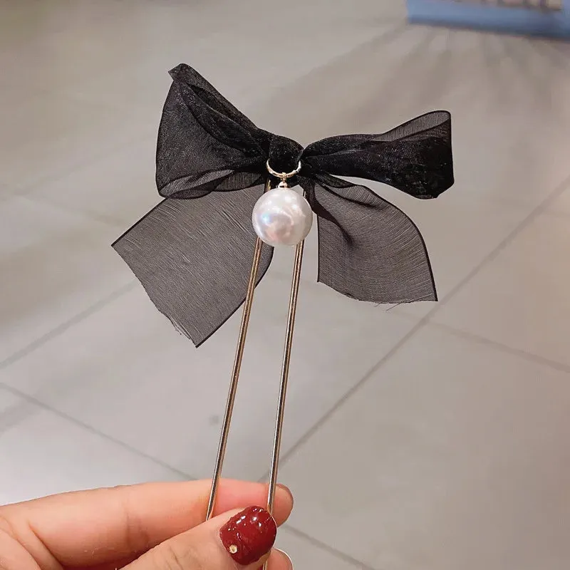 Wedding U Shape Hair Clips Bridal Headpiece Mesh Flower Hairpins Pearl Women Wedding Hair Accessories Bridal Headdress Jewelry