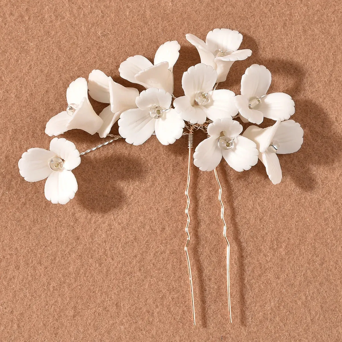 Wedding U Shape Hair Clips Bridal Headpiece Mesh Flower Hairpins Pearl Women Wedding Hair Accessories Bridal Headdress Jewelry
