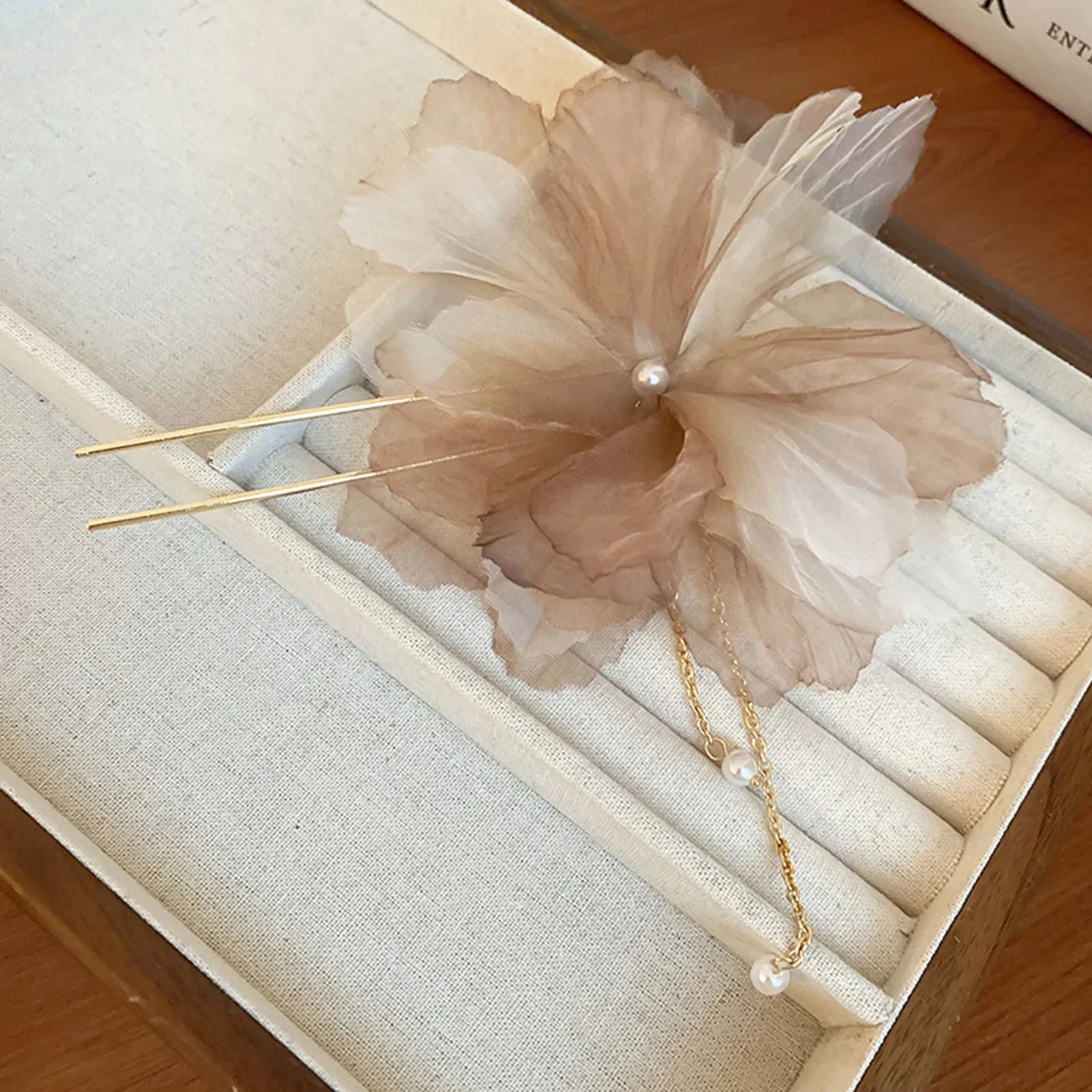 Wedding U Shape Hair Clips Bridal Headpiece Mesh Flower Hairpins Pearl Women Wedding Hair Accessories Bridal Headdress Jewelry