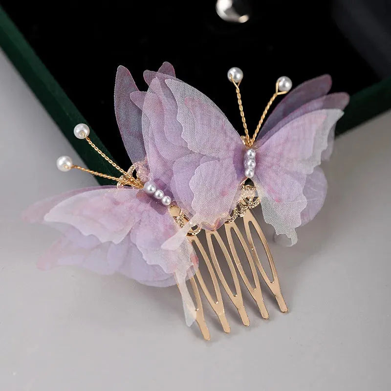 Wedding U Shape Hair Clips Bridal Headpiece Mesh Flower Hairpins Pearl Women Wedding Hair Accessories Bridal Headdress Jewelry