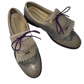Women’s Ecco Wingtip Kiltie Hydromax Golf Shoe 40 Gray/Taupe Pebble-grain Leath